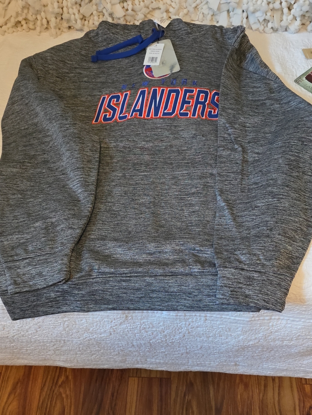 NHL New York Islanders Gray Crewneck Sweatshirt with Blue & Orange Logo